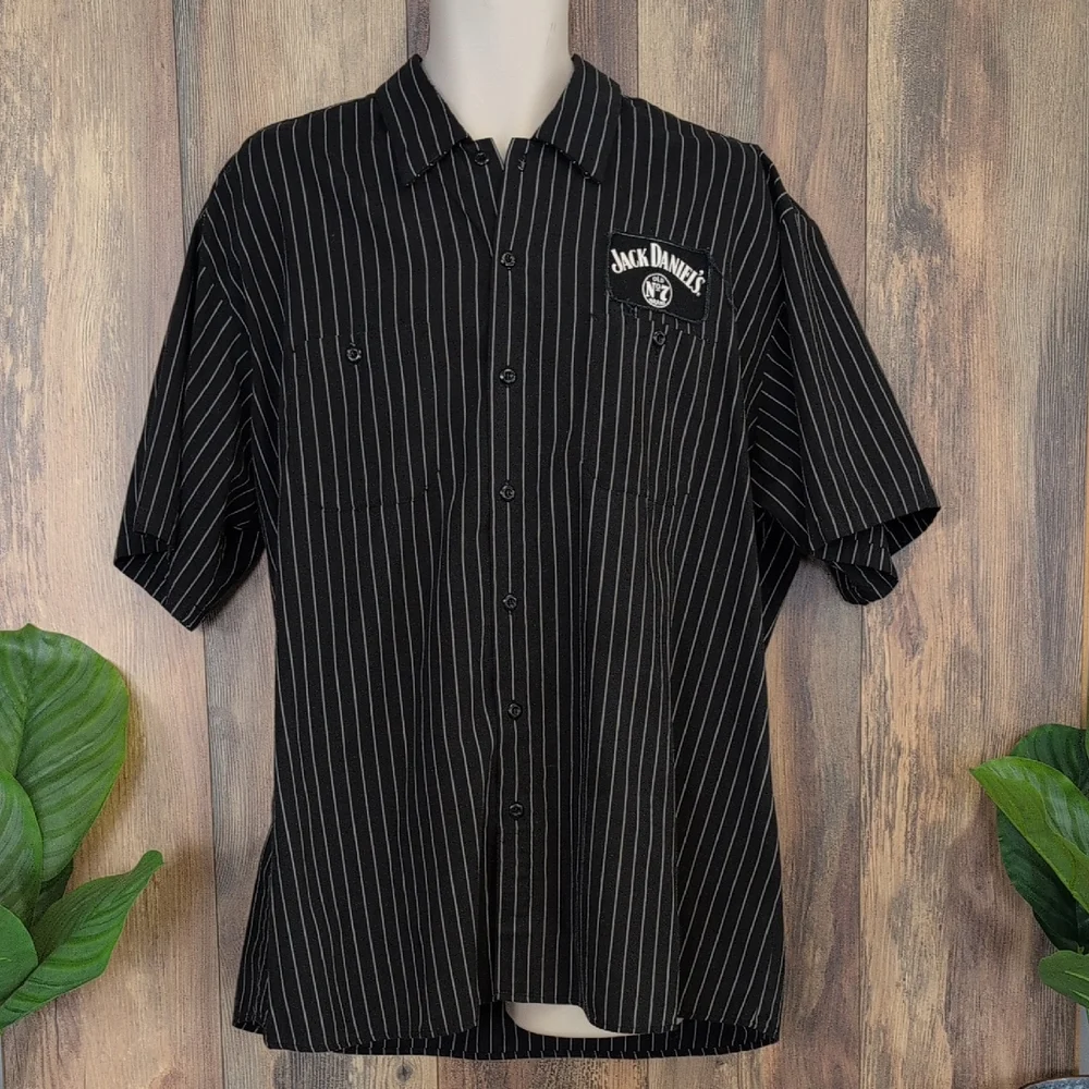 Jack Daniels Old No 7 Black Pinstripe Casual Button Down Shirt 2XL     P350